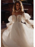 Ivory Beaded Lace Wedding Dress With Tulle Skirt